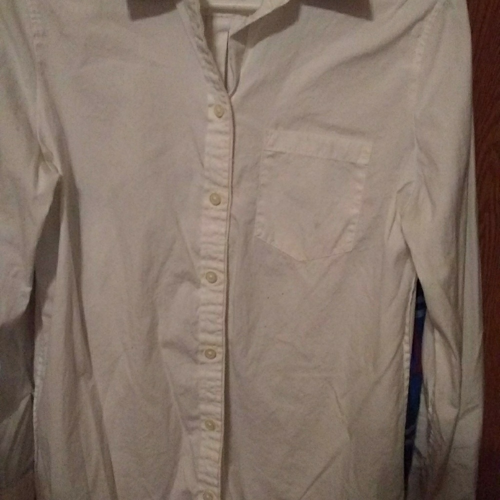 Banana Republic 3/4 sleeved white oxford shirt